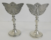 2 seltene alte Tischkartenhalter Berndorf BMF AS mit Schmetterling 10,2cm