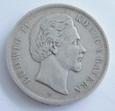 5 Mark Deutsches Reich Bayern 1876 D Ludwig II Silber 900 27,4 g Ø3,8cm