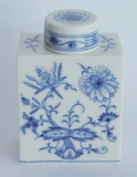 Teedose Meissen Zwiebelmuster I. Wahl eckige Form 6,7x4cm H 9,8cm