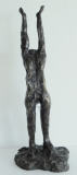 Abstrakte Bronze Skulptur zum Himmel gestreckter Mensch signiert KK 37,5cm 2,7kg