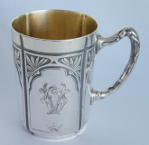 Jugendstil Henkelbecher Tasse Silber 800 Bruckmann 110g 8cm