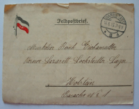 Feldpostbrief Musketier Reserve Lazarett Lockstedt Holstein Fahne EK 1915 I. WK