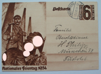 Alte PK Feiertag 1934 Arbeiter Fahnen Stempel 1.5.1935