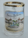 Altes Andenken Glas / kl. Humpen Bad Nauheim Badehäuser u. Sprudel Email 7,3cm