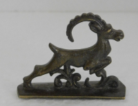 Kleine Messing Bronze Figur Steinbock Deko Setzkasten 5x1,8 H4cm