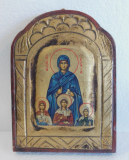 Holz Ikone Heilige Sophia Glaube Liebe Hoffnung griechisch byzantinisch 20x14,7