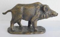 Naturgetreu ausgeformte massive Bronze Skulptur Wildschwein Keiler 2,8kg