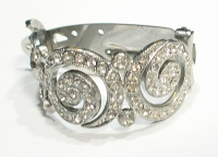 Vintage Tuchclip Klammer silberfarben mit kleinen hellen Steinchen