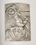 Alte Medaille Plakette Jugendstil Nixe Meerjungfrau Akt Velden Schwimmen Sport