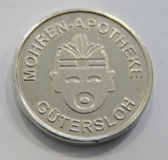 Alte Marke Jeton Token 1 Mohren Taler Mohren-Apotheke Gütersloh Werbung Andenken