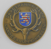 Alte Bronze Medaille Plakette Jagdspaniel Klub Landesgruppe Hessen Ø5cm