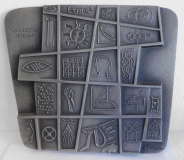 Seltenes großes Buderus Eisenguß Relief Kunstguss Universitas Fritz Reuter 30x25