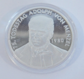 Medaille DDR versilbert Ø3,5cm 75. Todestag Adolph von Menzel 1980