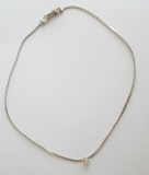 Vintage Kette silberfarben kleiner heller Stein Goldette N.Y. New York 38cm