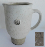 Studiokeramik Krug / Vase beige-braun Karl Jüttner Ritzsignatur 18cm
