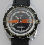 Vintage Timex Armbanduhr HAU 27671 02577 schwarz-orange 25m Datum Handaufzug