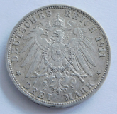 3 Mark Deutsches Reich Baden 1911 G Friedrich II. Silber 900 16,5g Ø3,3cm