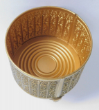 Seltene Art Deco Deckeldose Erhard Söhne rund Muster wohl Messing vergoldet