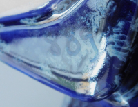 Ausgefallene Vase Bertoncello Italy Entw. Roberto Rigon selten in blau 30,5cm