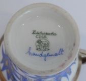 Prächtige Art Deco Mokkatasse Hutschenreuther handgemalt blau-gold