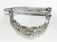 Vintage Tuchclip Klammer silberfarben mit kleinen hellen Steinchen