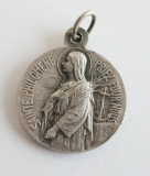Kleiner Anhänger Medaille St. JBM Vianney / Sainte Philomene Silber vers. ? Ø1,6