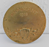 Bronze Medaille Rumänien Expozant 1928 Expozitia Targul Mosilor Bucaresti Messe