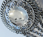 Collier 3reihig grüner Stein Erbskette Silber 900 HP Handarbeit 42cm Tracht