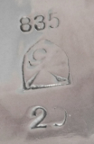 Breiter Armreif Silber 835 mit Rosenquarz Hammerschlag GK Georg Kramer