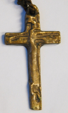 Kleines Bronze Kreuz Anhänger Wanddeko abstraktes Relief 5,5x3cm