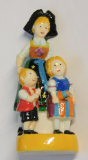 Kleine Porzellanfigur G. Ratkoff Mutter u. Kinder in Tracht Alsace Elsass 7,5cm