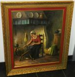 Ölgemälde Spinnerin Interieur signiert Zaum #1218 -KEIN VERSAND-
