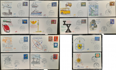 14x Ersttagsbrief Verkehrsausstellung München Wissenschaft Technik Funkausstelg.