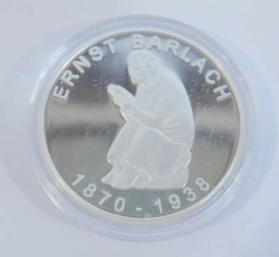 Medaille DDR versilbert Ø3,5cm Ernst Barlach 1870-1938