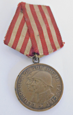 Bronze Medaille Rumänien Befreiung vom faschistischen Joch an Bandspange