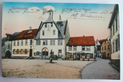 Alte PK AK Obermoschel Marktplatz mit Rathaus 1916 Feldpost I. WK