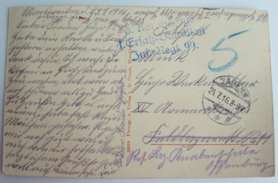 Alte PK AK Hirschland im Elsaß Post Schulhaus Pfarrhaus Kirche 1916 Feldpost WK