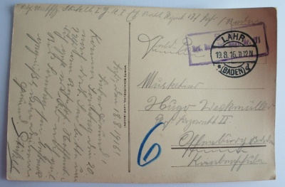Alte PK AK Lahr in Baden Garnisonlazarett 1916 Feldpost I. WK Inf. Regt. 171