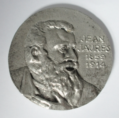 Große Medaille Jean Jaures Hommage de la Federation Socialiste Zinn Ø7cm