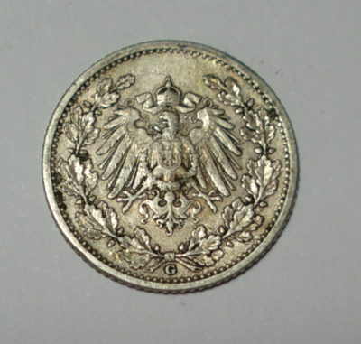 1/2 Mark Deutsches Reich 1906 G Silber 900 2,76g Ø2cm
