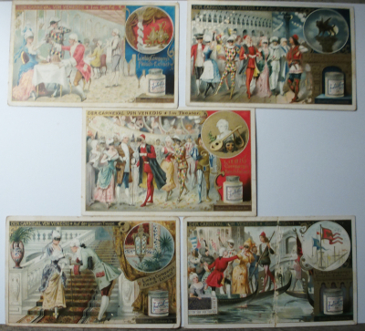 5 alte Liebig Sammelbilder Der Carneval von Venedig