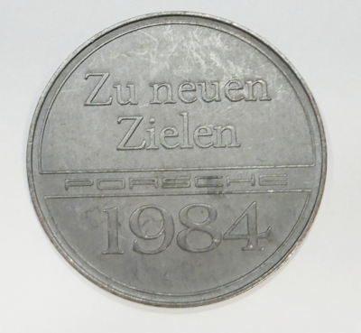 Alte Medaille Kalendermünze 1984 Porsche 956 Zu neuen Zielen Ø4cm