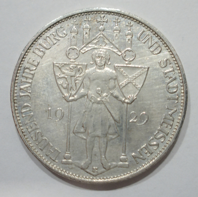 3 Reichsmark Deutsches Reich 1929 E 1000 Jahre Meissen Silber 500 15,2g Ø3cm