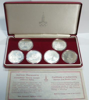 6 x 1 Rubel Russland zur Olympiade Moskau 1980