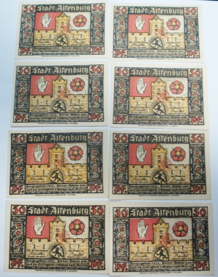 8x Notgeld 50 Pfennig 1921 Altenburg in Thüringen