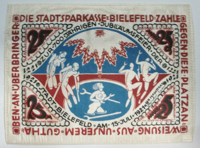 Notgeld Seide Stadt Bielefeld 25 Mark 1921 Seidengeld