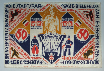 Notgeld Seide Stadt Bielefeld 50 Mark 1922 Seidengeld #a