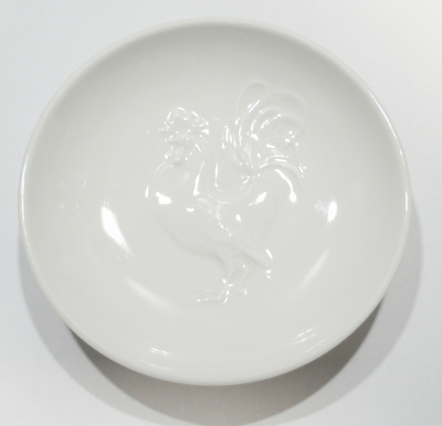 Kleines Schälchen / Wandteller Hahn KPM Berlin weiß I. Wahl Ø8,5cm