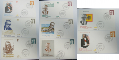 8x Ersttagsbrief Bundestagspräsident Gustav Heinemann 1972 1973