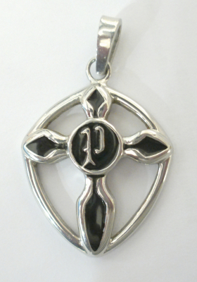 Herren Anhänger Police Kreuz Edelstahl mit schwarz 3,6x3,1cm